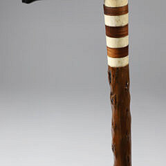 Whaler Made Naughty Nelly Cane, 19th Century, antique whale ivory on a wood shaft