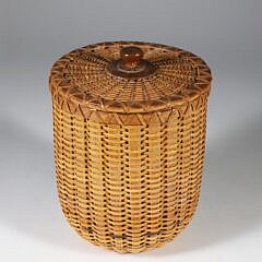 Paul Willer (1930-2025) Round Covered Nantucket Basket, with removable cover, signed Willer