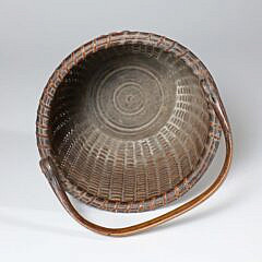 Diminutive Antique Round Open Swing Handle Nantucket Basket, 19th Century