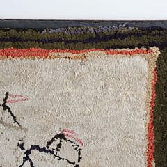 Antique Clipper Ship Hooked Rug Mounted on Board