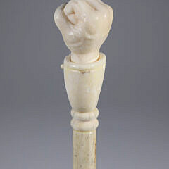 Whaler Made Clenched Fist Atop a Carved Shirt Cuff Walking Stick, 19th Century