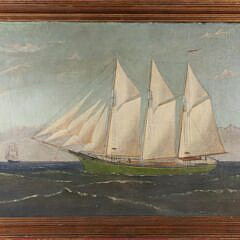 "Three Masted Schooner" Attributed to Reginald Nickerson Oil on Canvas