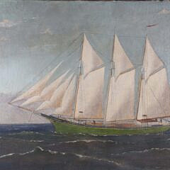 “Three Masted Schooner” Oil on Canvas Attributed to Reginald Nickerson