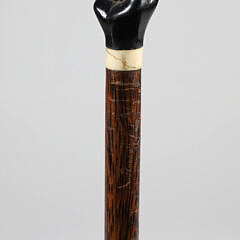 Whaler Made Carved Wood Fist Walking Stick, 19th Century, on wood shaft
