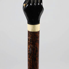 Whaler Made Carved Ebonized Wood Fist Walking Stick, 19th Century