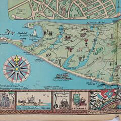 Ruth Haviland Sutton Colored Lithograph Map of Nantucket
