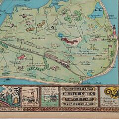 Ruth Haviland Sutton Colored Lithograph Map of Nantucket