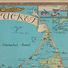 Ruth Haviland Sutton Colored Lithograph Map of Nantucket