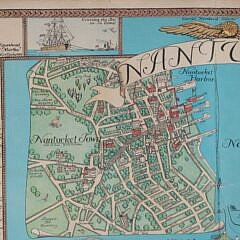 Ruth Haviland Sutton Colored Lithograph Map of Nantucket