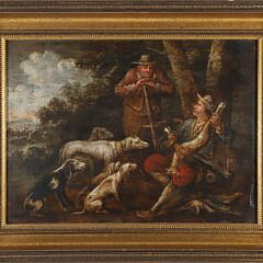 Continental Oil on Board "Hunt Scene", 19th Century