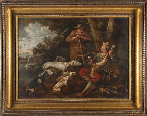 Continental Oil on Board "Hunt Scene", 19th Century