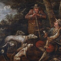 Continental Oil on Board “Hunt Scene”, 19th Century