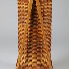 1 Paul Willer Tall Double Swing Handle Nantucket Basket, circa 2005, signed and dated willer, 2005