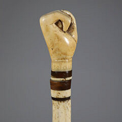 Whaler Made Clenched Fist Walking Stick, 19th Century