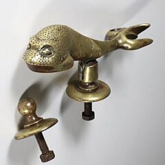 19th Century Brass Dolphin Door Knocker Inscribed MALTA