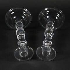 Pair of Large Vintage Steuben Hand Blown Crystal Candlesticks