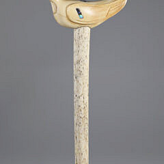 Whaler Made Peace Cane, 19th Century, with abalone on whale bone shaft