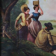 British School Oil on Canvas “Travelers at Rest”, 19th Century