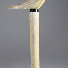 Whaler Made Seal Drip Cane, 19th Century, carved antique whale ivory on whale bone shaft
