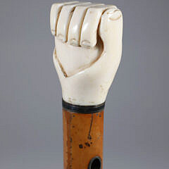 Whaler Made Clenched Fist Holding Ball Walking Stick, 19th Century