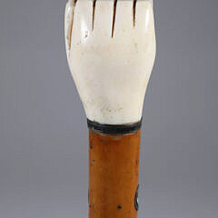 Whaler Made Clenched Fist Holding Ball Walking Stick, 19th Century