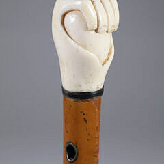 Whaler Made Clenched Fist Holding Ball Walking Stick, 19th Century