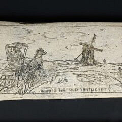 Scrimshaw Panbone Plaque "A Bit of Old Nantucket", depicting a mill