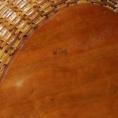 Paul Willer Oval Nantucket Basket Woven Serving Tray with Carved Wood Handles