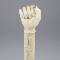 Whaler Made Clenched Fist Walking Stick, 19th Century