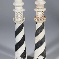 Pair of Sandwich Lighthouse Candlesticks
