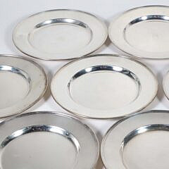 Sixteen Sterling Silver Bread Plates with Line Molded Rims