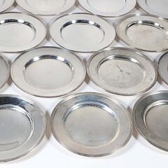 Sixteen Sterling Silver Bread Plates with Line Molded Rims