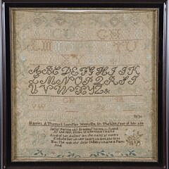 Harrlez A. Thomas Sampler "Wrought in the 12th Year of Her Age 1810"