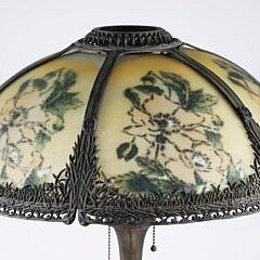 Tiffany Style Six-Panel Stained Glass Shade Lamp