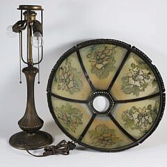 Tiffany Style Six-Panel Stained Glass Shade Lamp