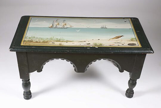 Ralph and Martha Cahoon Low Table with Painted Decoration of a Cape Cod Seascape