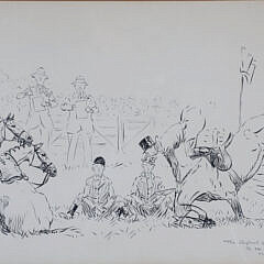 Paul Desmond Brown Pen and Ink Drawing “The Perfect Team”