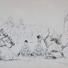 Paul Desmond Brown Pen and Ink Drawing “The Perfect Team”