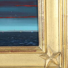 Robert Stark Jr. Oil on Canvas “Evening Catboat with Rainbow Fleet in the Distance”
