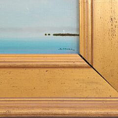 Robert Stark Jr. Miniature Oil on Canvas “Red Sail on the Pond”