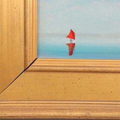 Robert Stark Jr. Miniature Oil on Canvas “Red Sail on the Pond”