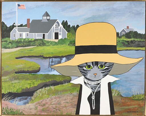 Maggie Meredith Oil on Canvas "Kitty Cat at the Life Saving Museum"