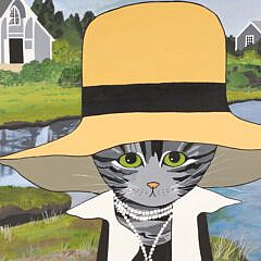 Maggie Meredith Oil on Canvas “Kitty Cat at the Life Saving Museum”