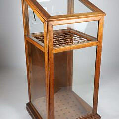 Oak and Glass Slant Front Cane Rack Display Showcase