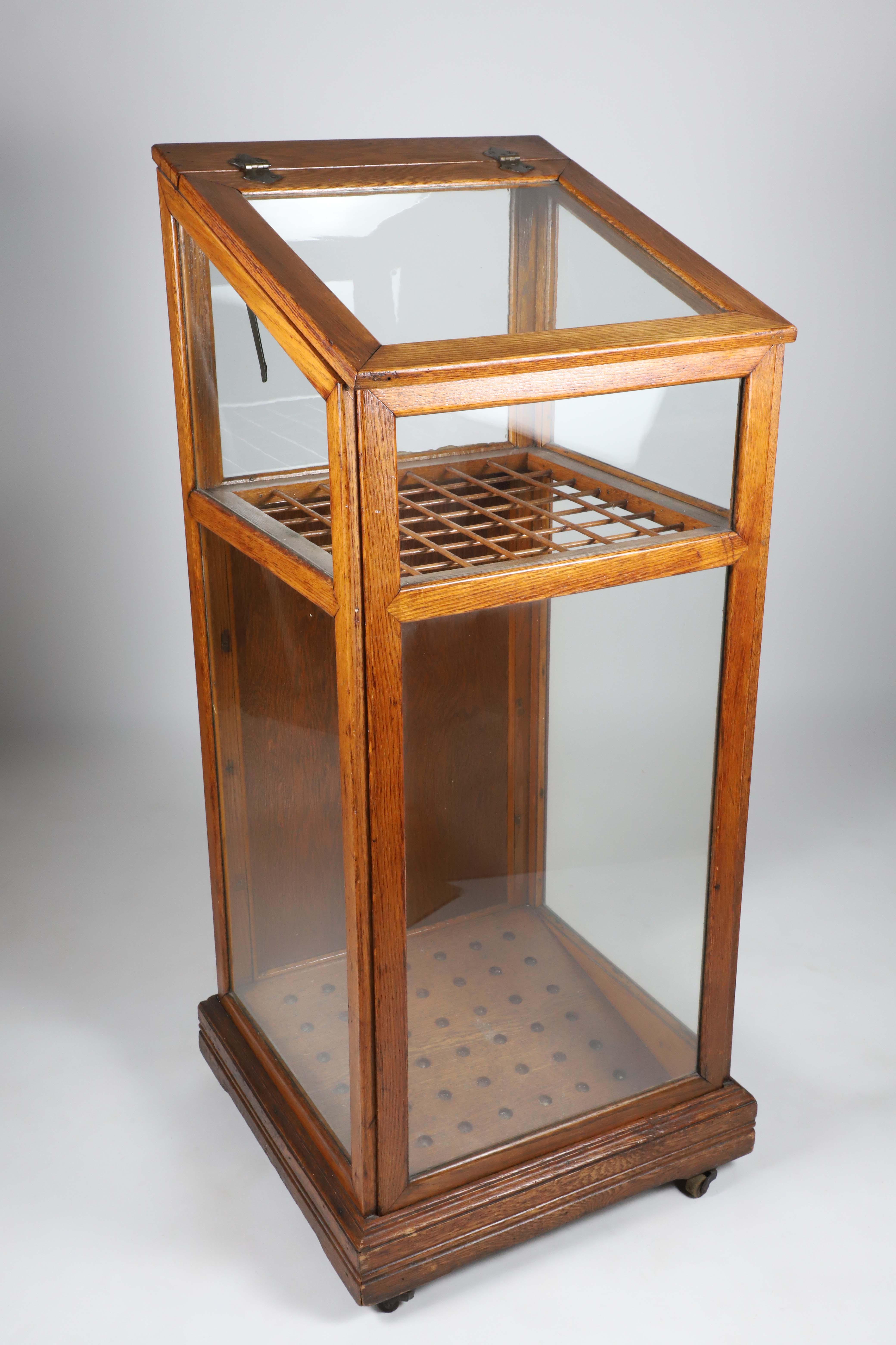 Oak and Glass Slant Front Cane Rack Display Showcase - Oak and Glass ...