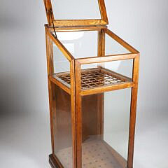 Oak and Glass Slant Front Cane Rack Display Showcase