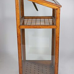 Oak and Glass Slant Front Cane Rack Display Showcase