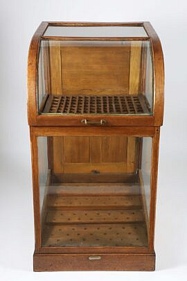 Oak Dome Top Cane Rack Display Showcase