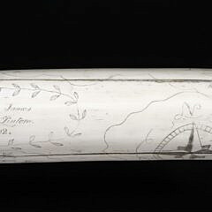19th Century Scrimshaw Walrus Tusk, Engraved on Both Sides