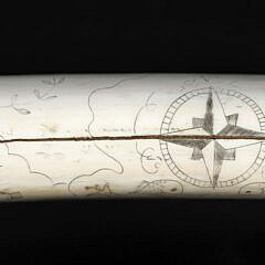 19th Century Scrimshaw Walrus Tusk, Engraved on Both Sides